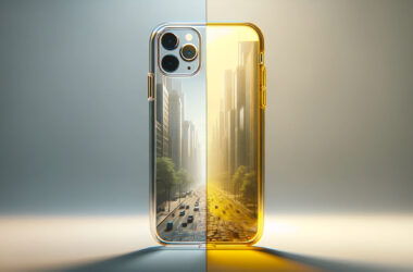 Une coque à la fois jaune d'un coté et transparente de l'autre