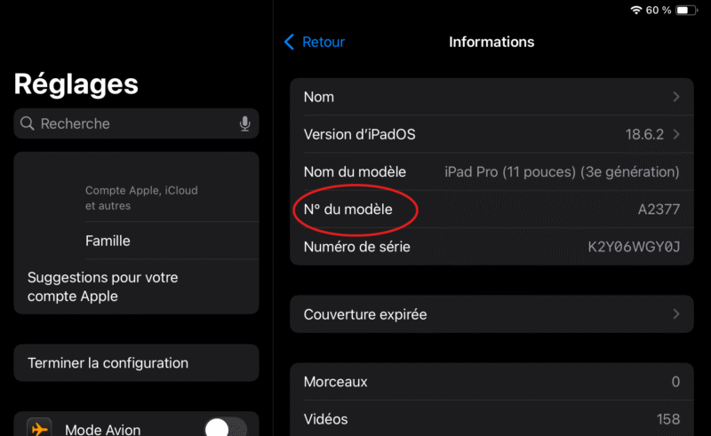 numéro de modéle